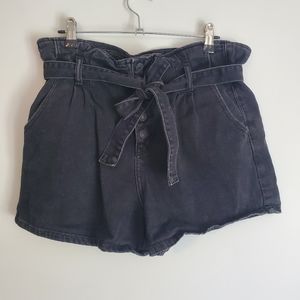 🔥3 for $35 | American Eagle Outfitters | Black Jean Paperbag Shorts